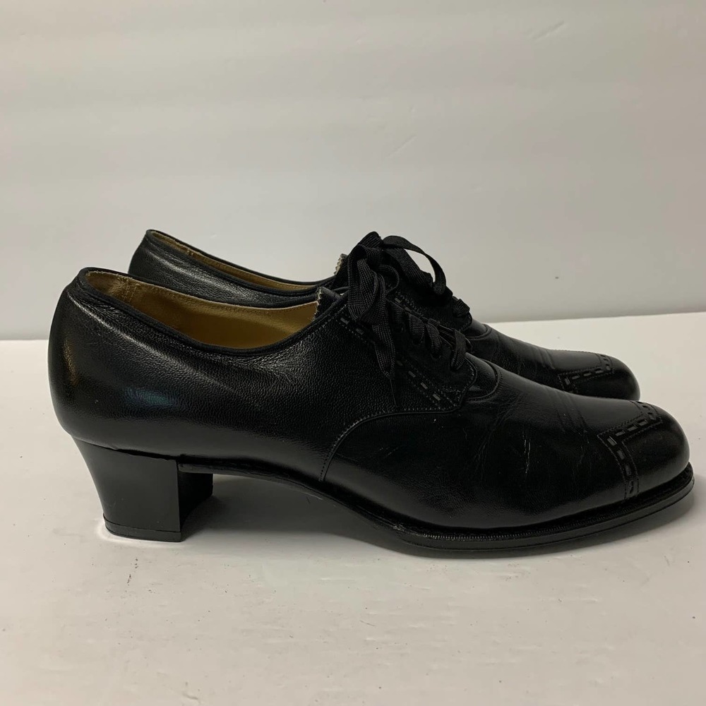 Barefoot Freedom Vintage c.1930's Black Granny Oxfords Women's Size 10R NWOB‎